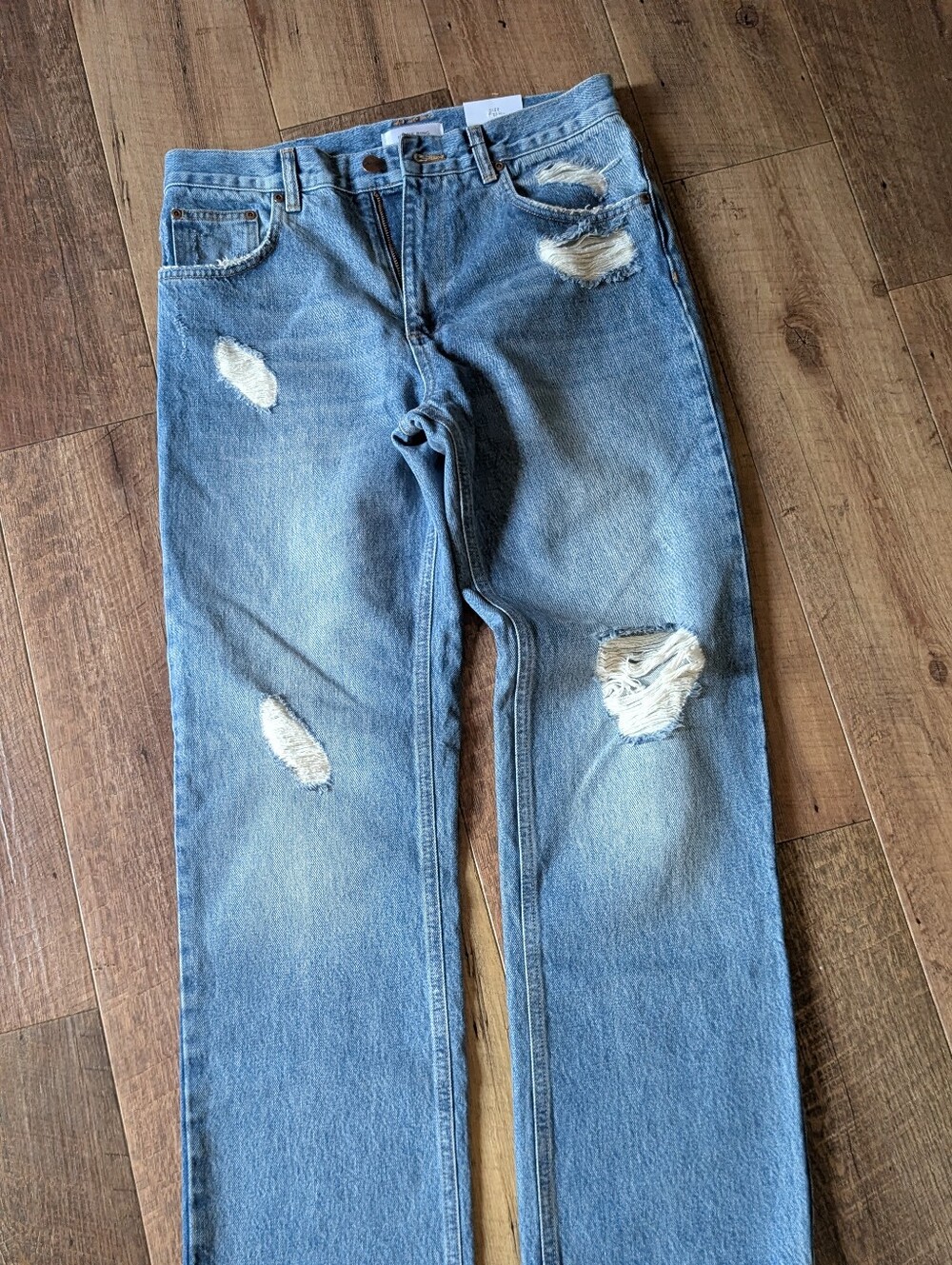 Women's Anine Bing NWT Lght Blue Distressed Wide Leg Jeans
